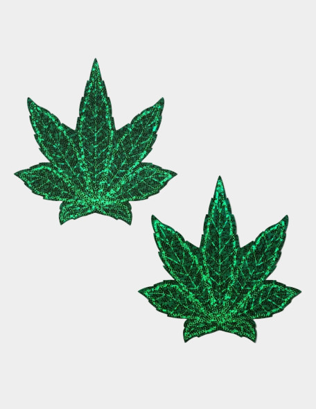 Glitter Green Leaf Nipple Pasties